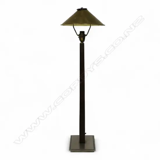 A table lamp and shade,
